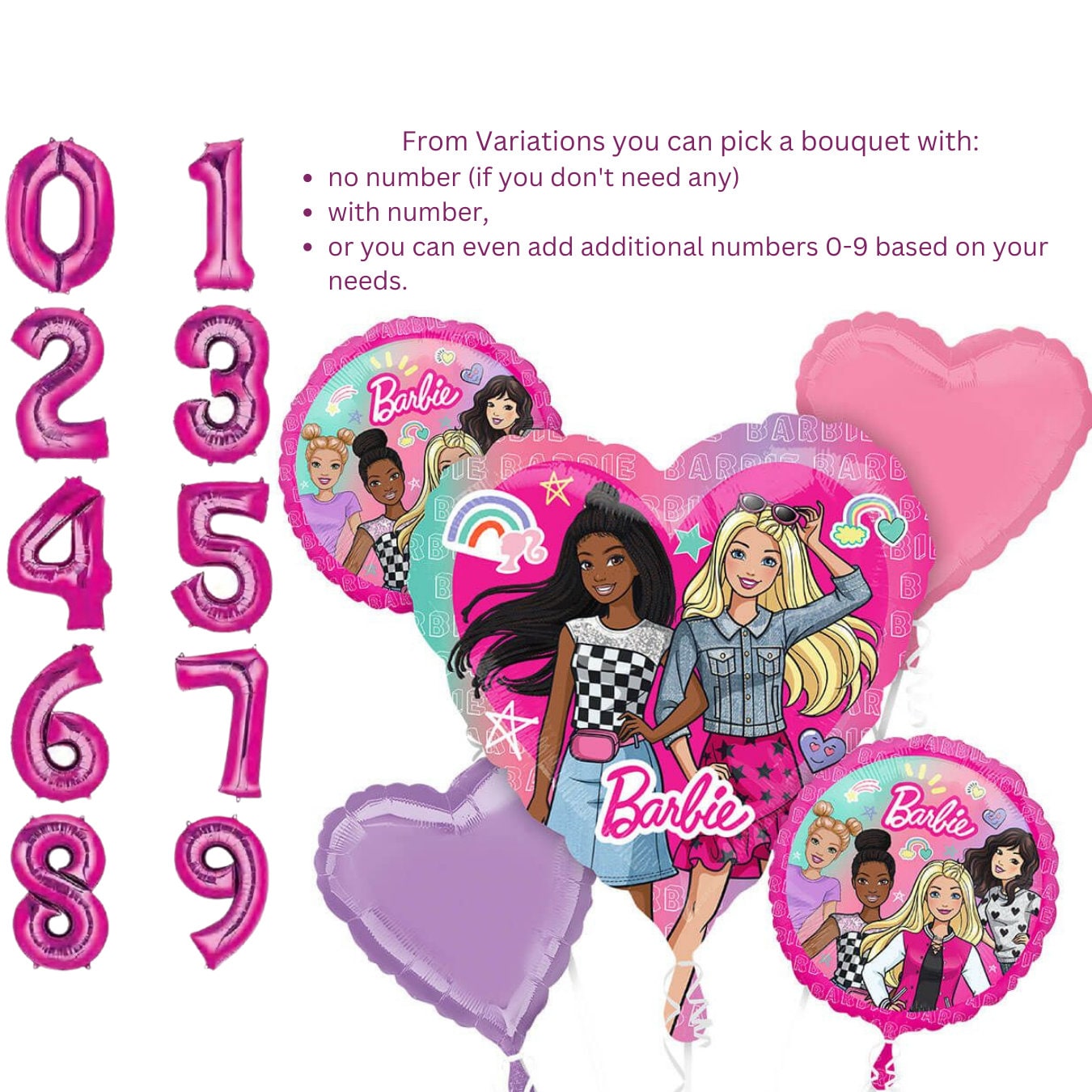 Anagram Licensed Barbie Dream Together Foil Balloon Bouquet, 5pc | Barbie Balloons and party supplies | Barbie Decorations | Girls Birthday