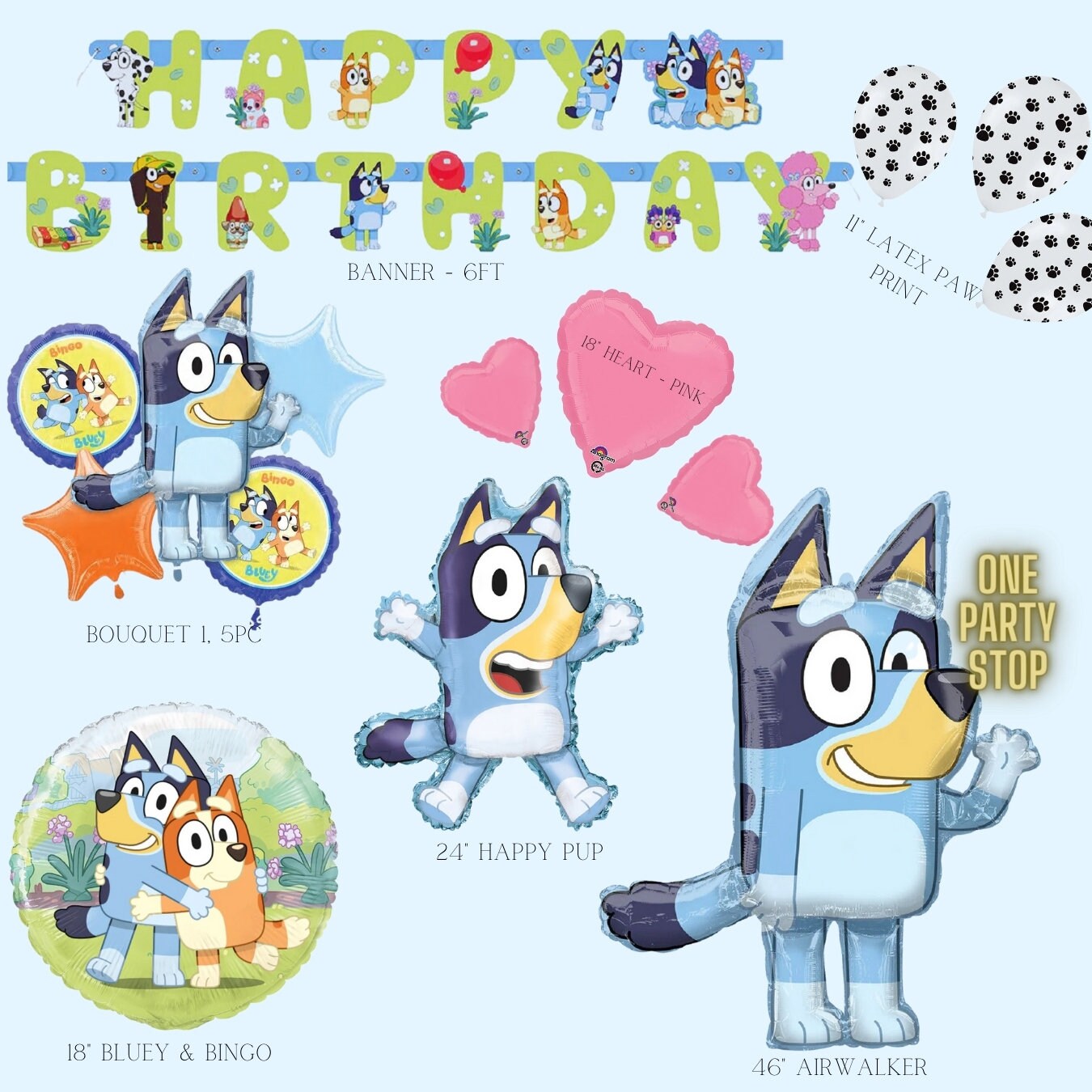 Unique Bluey Birthday Banner 6ft | Bluey Birthday Decoration | Bluey Party Supplies | Bingo Birthday Party | Bluey Happy Birthday Tableware