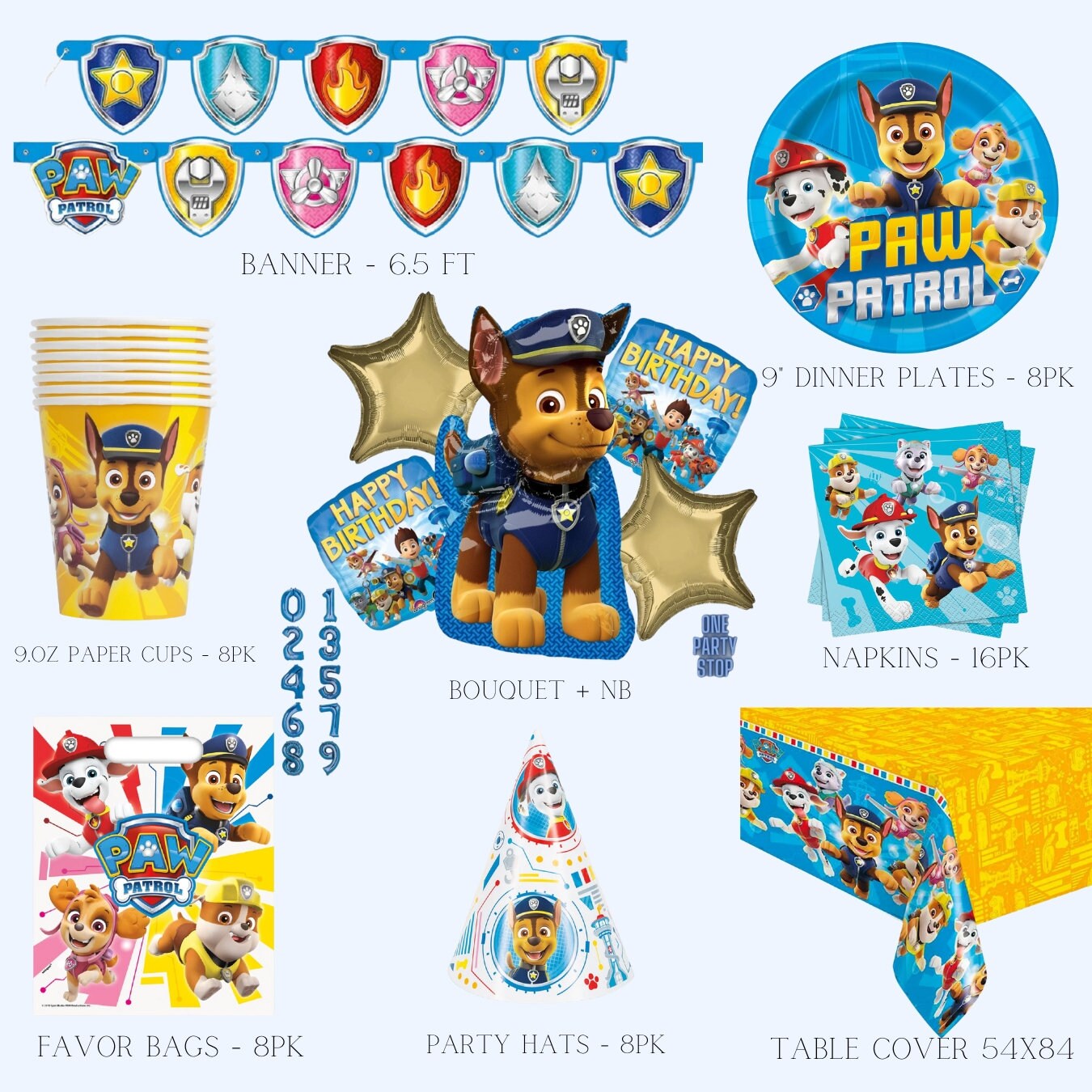 38" Paw Patrol Chase Anagram Licensed | Paw Patrol Balloons | PAW Patrol Foil Balloon Bouquet | Paw Patrol Birthday decorations | Chase