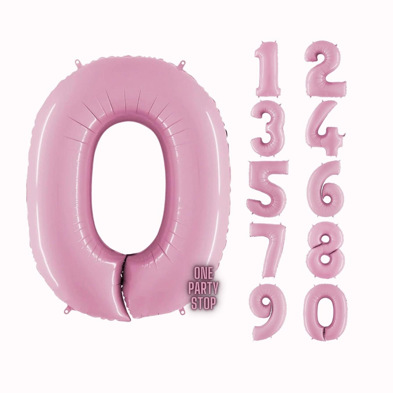 Pastel Pink Number Balloons, 34" | Foil Mylar Number Balloons | Birthday Number Balloons | Baby Pink Number Balloons | Pink Balloon Numbers