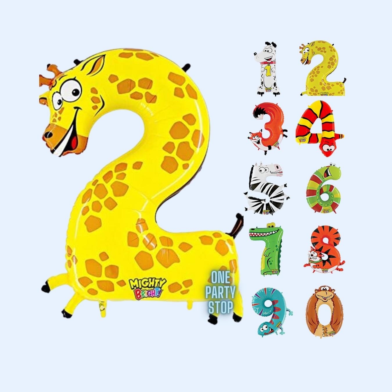 Zooloon Number Balloon, 40" | Animal Balloon | Safari Jungle birthday | Birthday Balloon | Zebra | Dog | Crocodile | Cat | Caterpillar