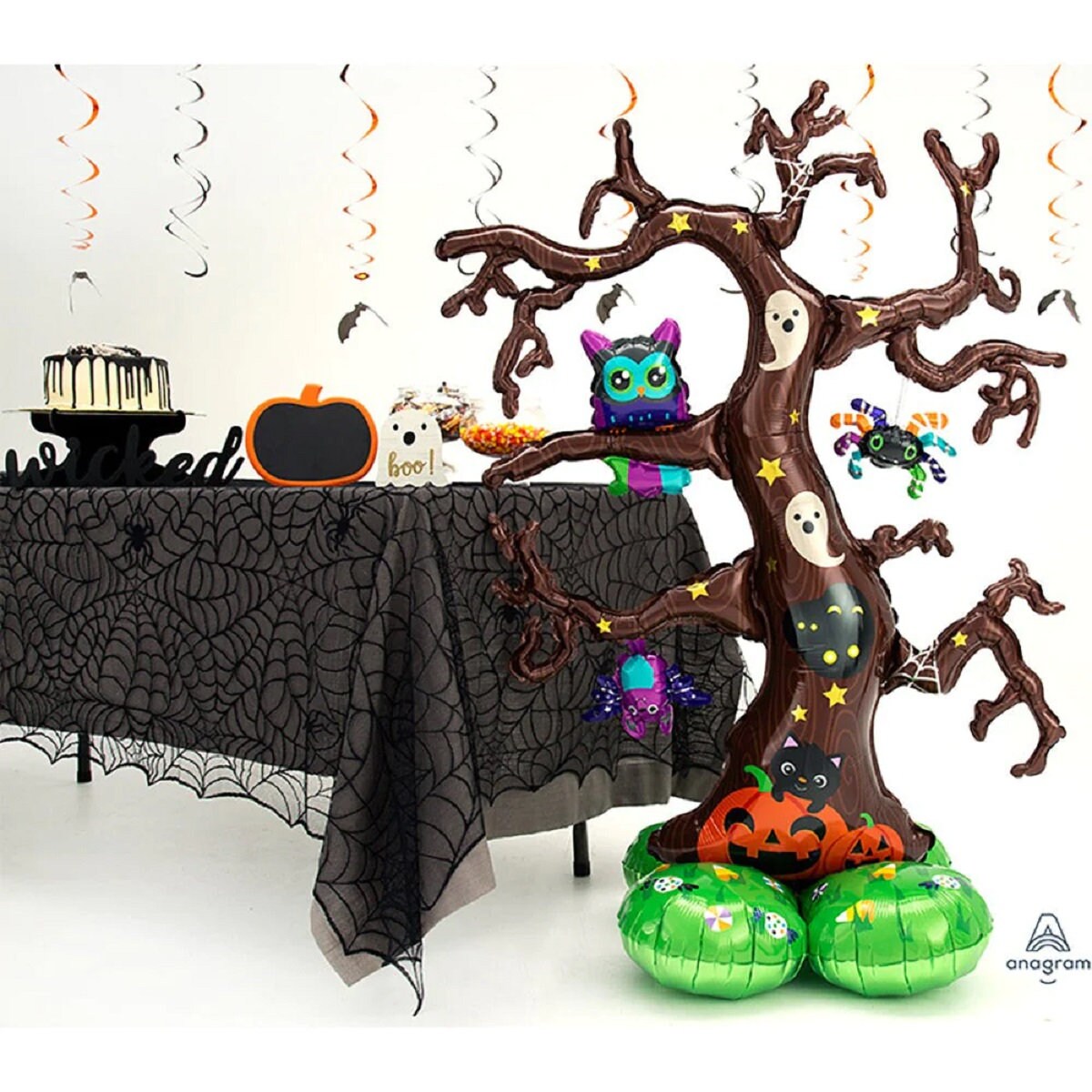 62" AirLoonz Halloween Tree Balloon | HALLOWEEN Cute Ghost | Halloween decoration | Halloween Balloon | Kid friendly Halloween | Happy Ghost