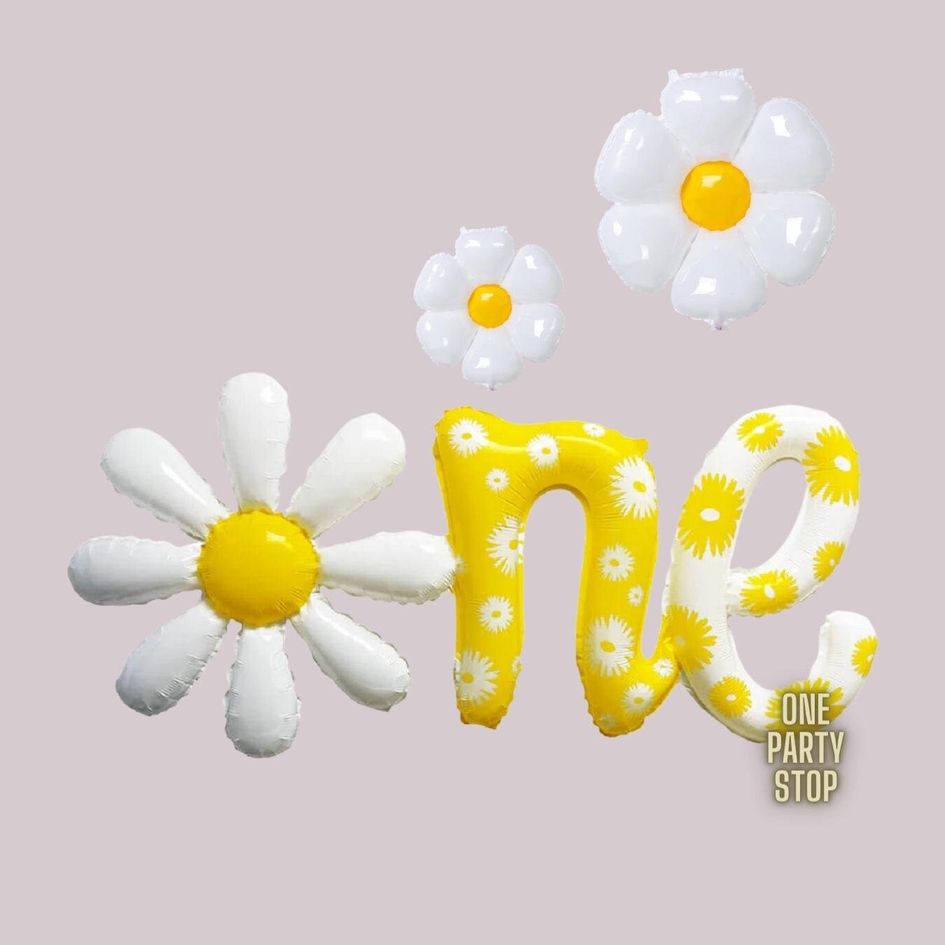 Daisy Number Balloon Bouquet | Number Balloon Structure, 40in | Boho Chic | Two Groovy | Groovy One | Flower Power | First Birthday