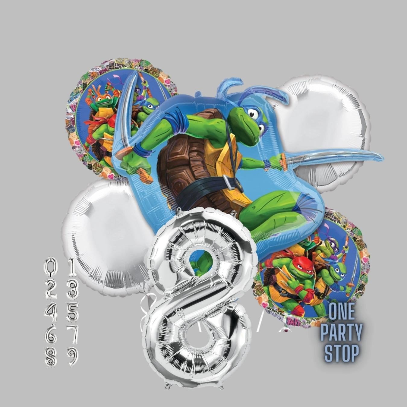 Ninja Turtle Birthday Balloons, 5pc | Teenage Mutant Ninja Turtles Birthday | Ninja Turtles decorations | Boys birthdays | 7th, 8th birthday