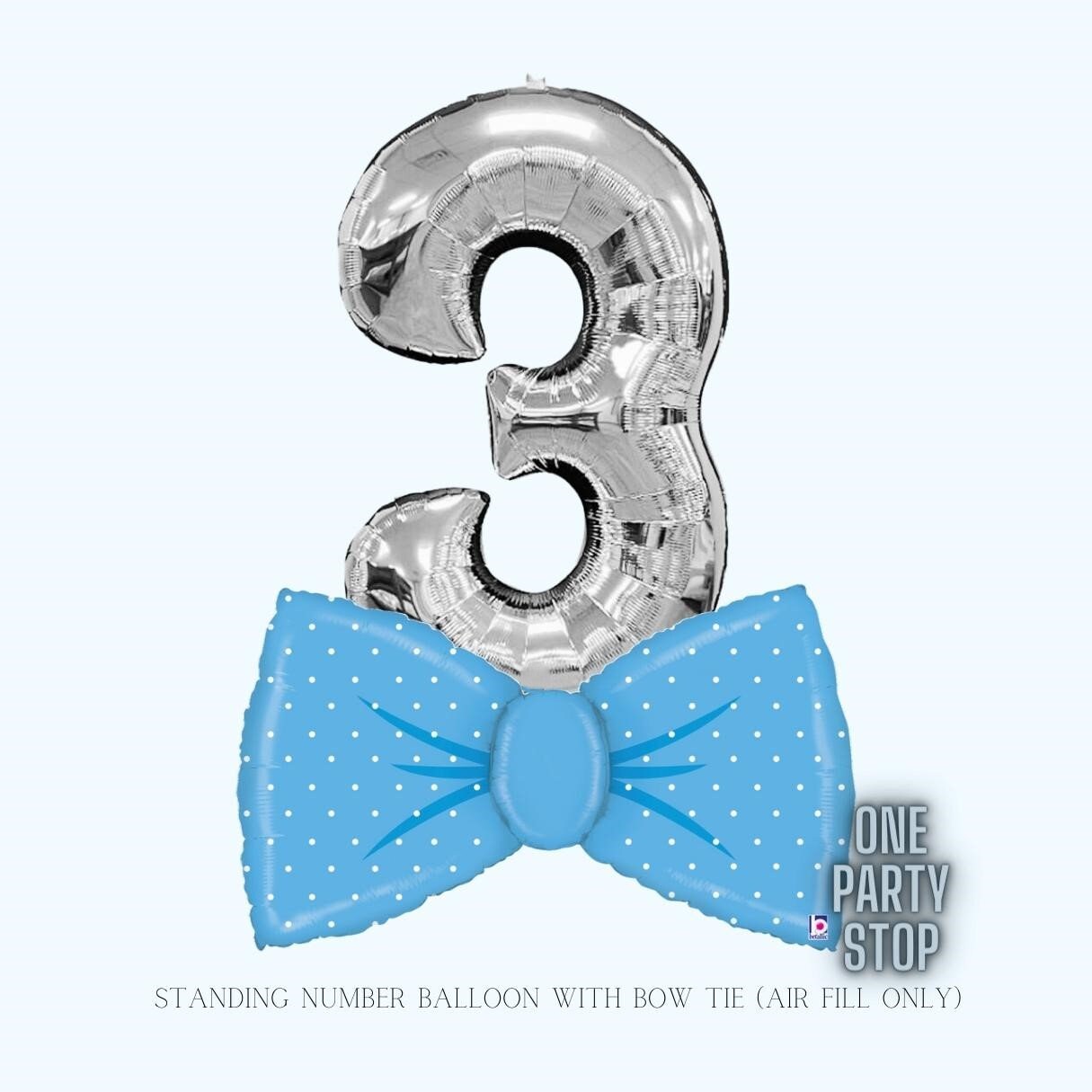 Air-filled Stand Up Balloon Tower with Blue Bow Tie | Onederfull | Boys Blue Birthday | 2nd | 3rd | Toddler birthday decorations