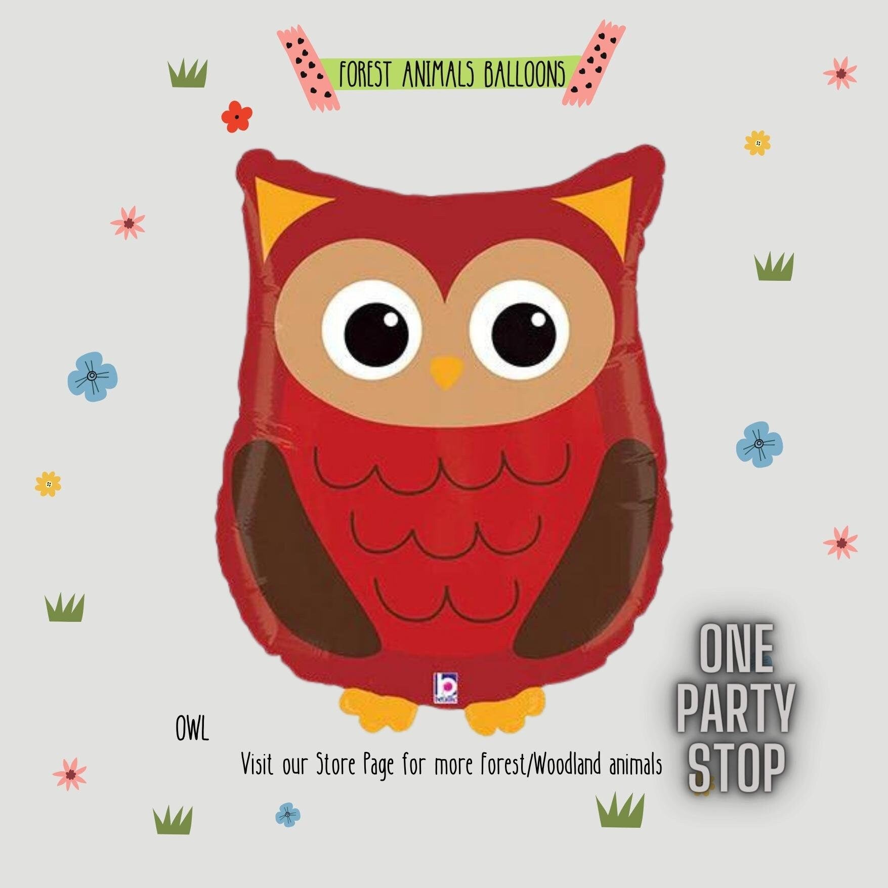 Woodland Owl | Wild animal balloons | Forest Animals | Woodland Animals baby shower | bear | fox | hedgehog | deer | rabbit | racoon | woods