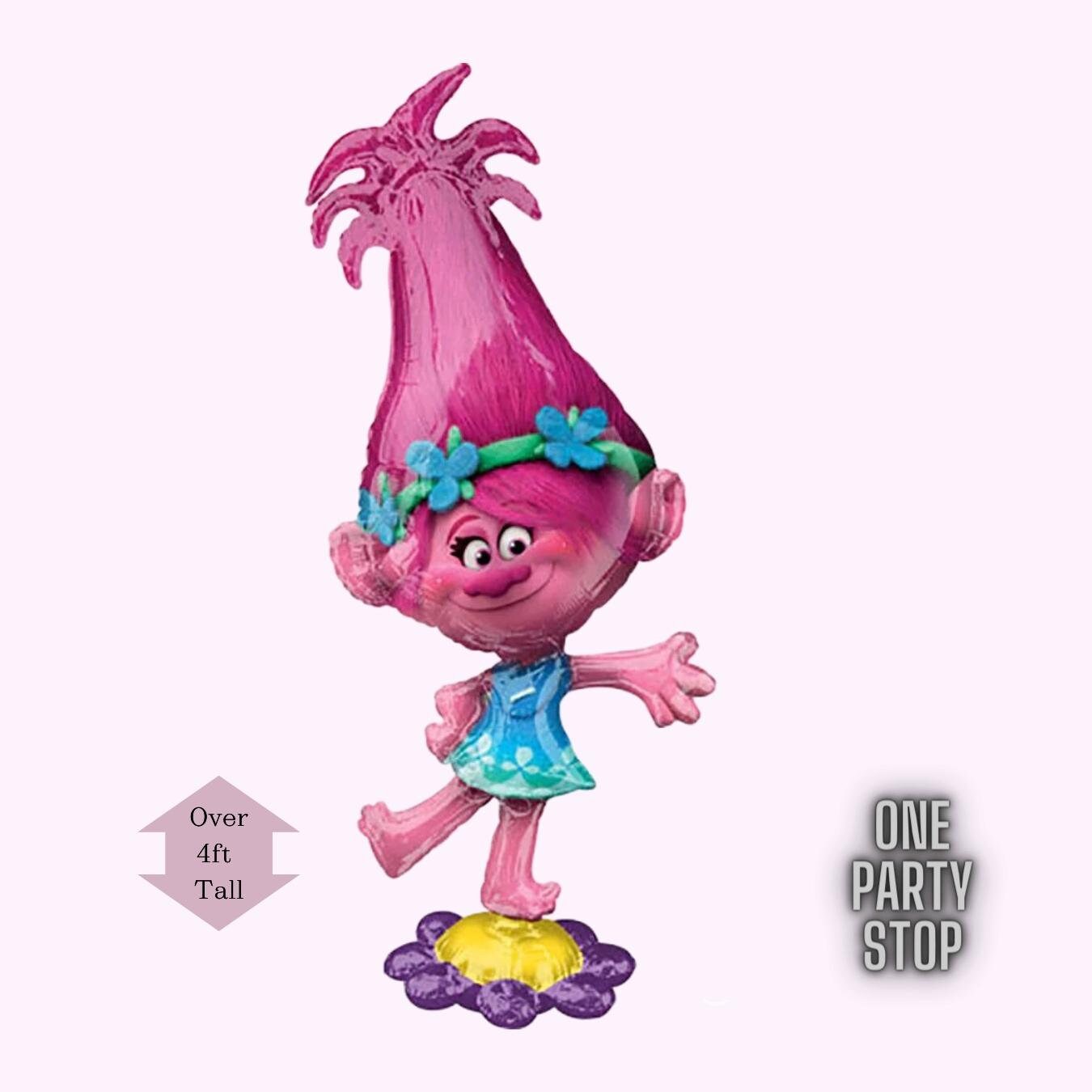 Trolls Poppy Balloons - Anagram Licensed | Trolls World Tour Balloon Bouquet | Poppy Airwalker | Trolls Birthday Decorations | Poppy