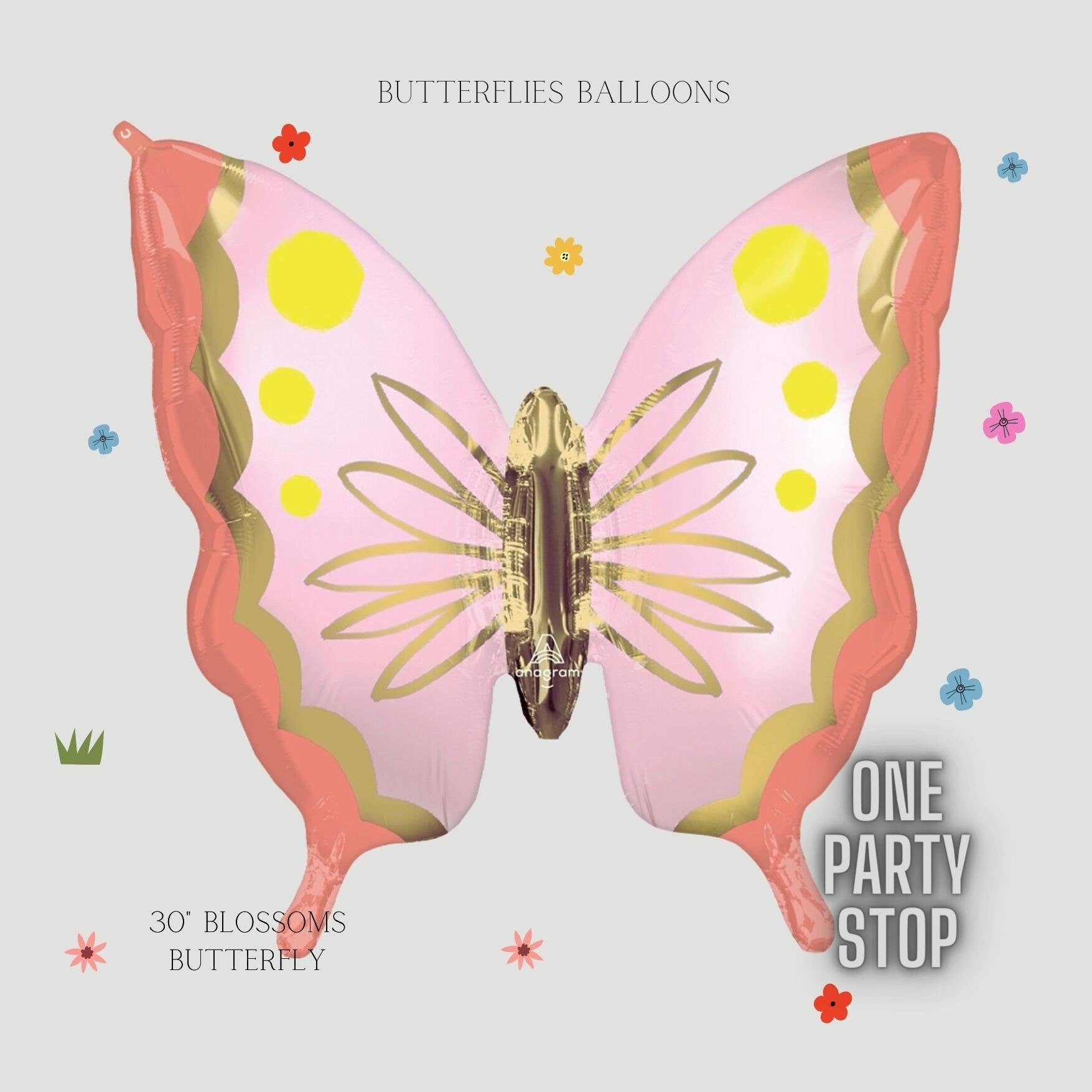Watercolor Butterfly Balloon | Butterfly Foil Balloons | Pastel Butterfly | Girls Birthday Decor | Pastel Birthday Balloons | Butterfly