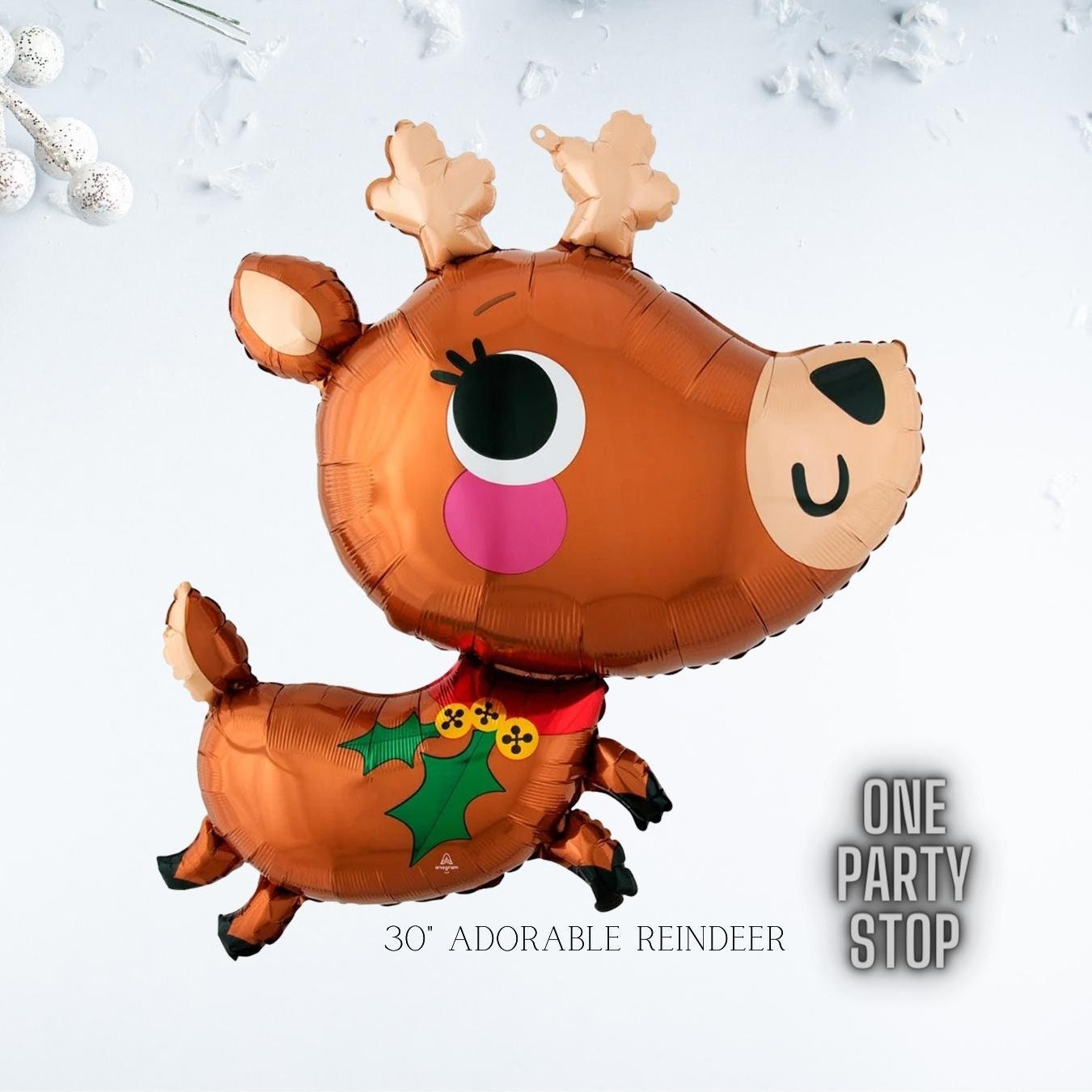 Adorable Reindeer, 30in | Christmas balloons | Christmas Decorations | Holiday Decorations | Christmas Party supplies | Santa Reindeers