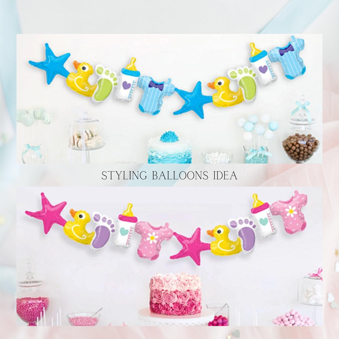 Baby Boy Baby Girl Garland balloons | Baby Shower Balloons | Baby Shower Decorations | Gender Reveal Balloons | It's a Boy or It's a Girl