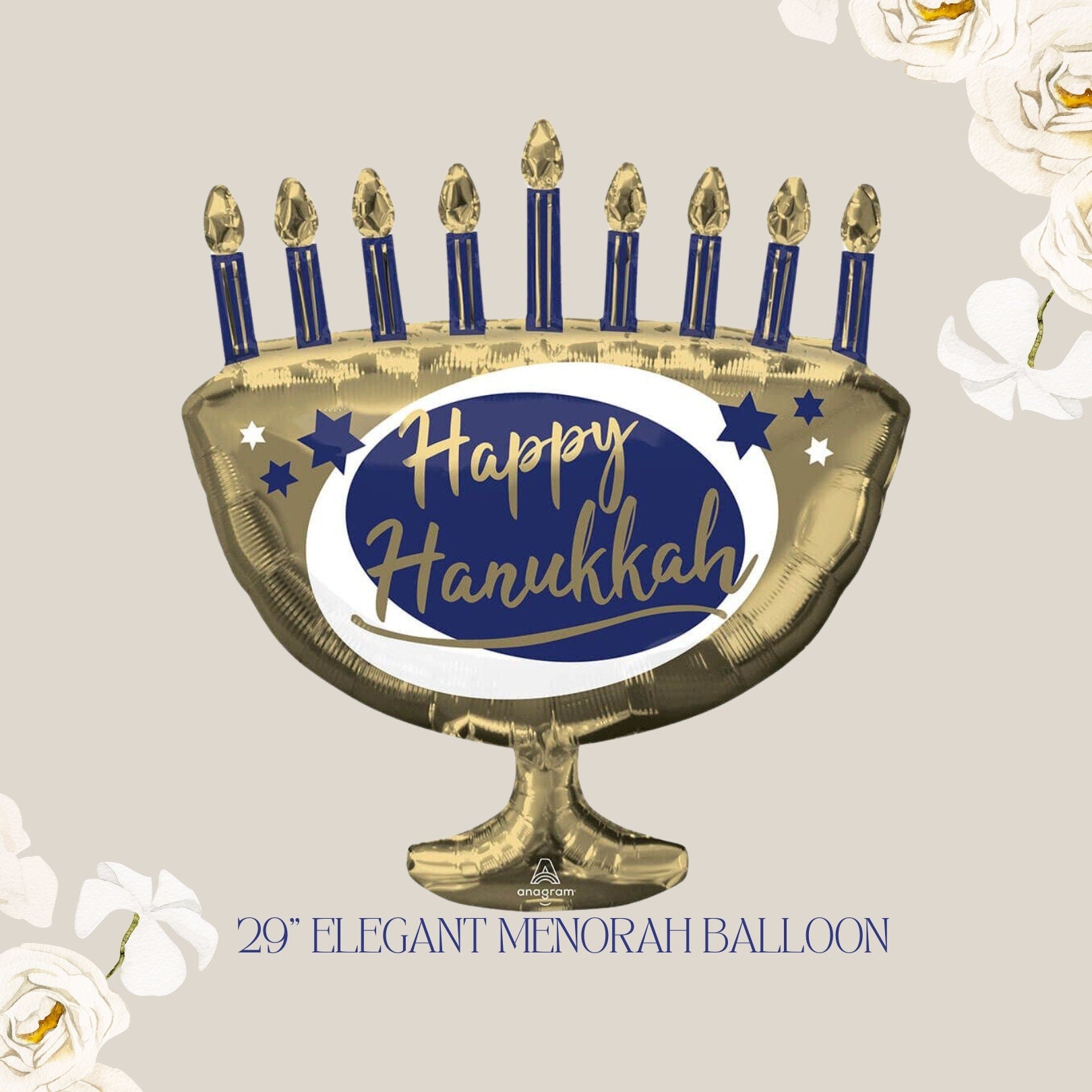 29" Happy Hanukkah Balloon | Hannukah Menorah | Menorah Balloon | Hanukkah Decorations | Happy Hanukkah | Holiday Party supplies | Menorah