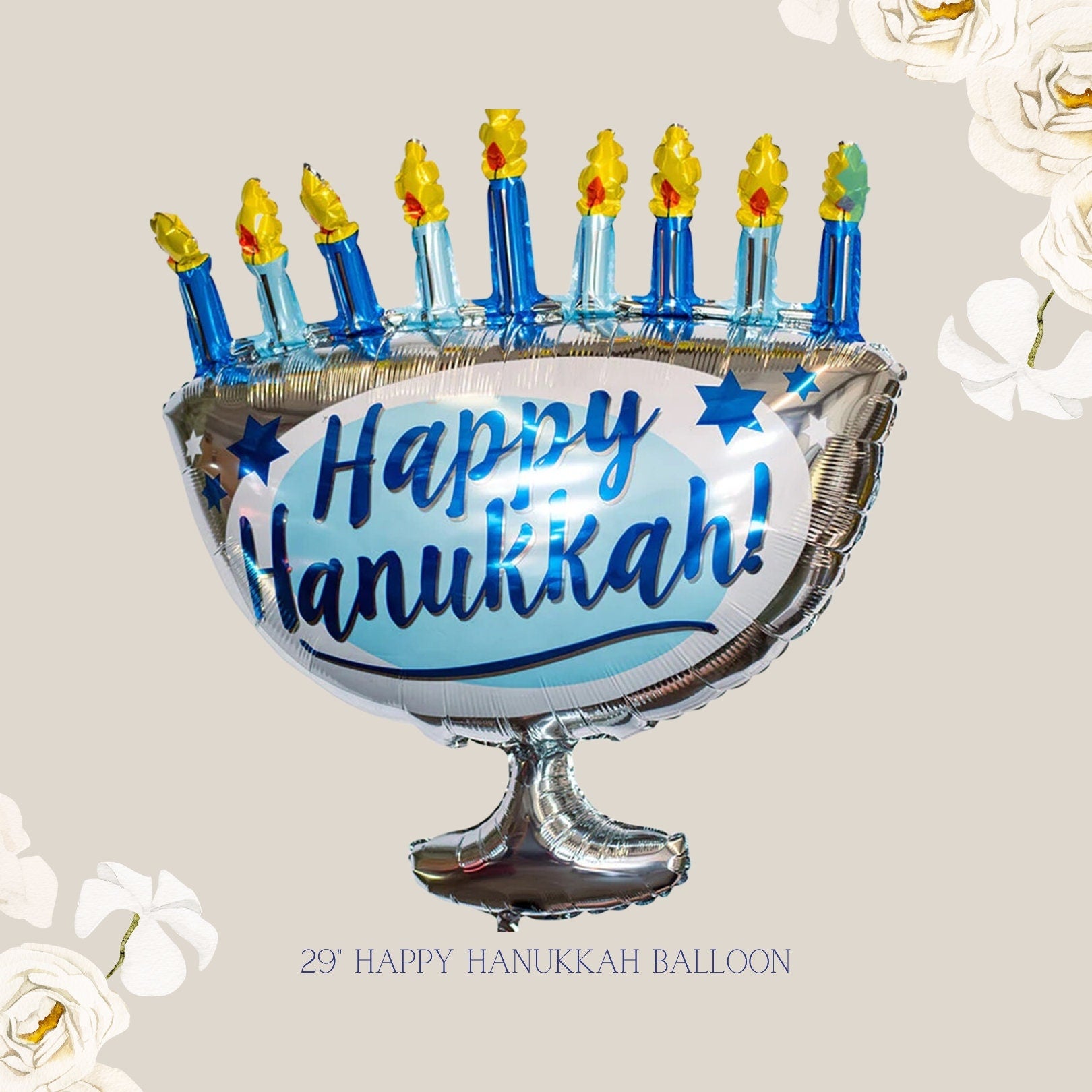 29" Happy Hanukkah Balloon | Hannukah Menorah | Menorah Balloon | Hanukkah Decorations | Happy Hanukkah | Holiday Party supplies | Menorah