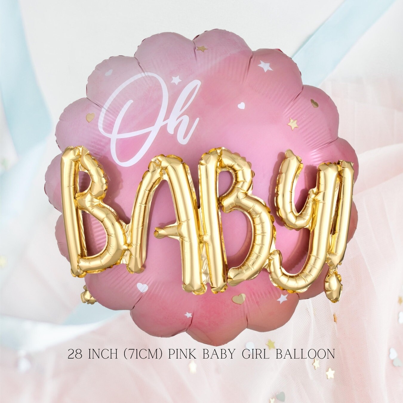 Oh Baby Jumbo Balloon | It's a girl Baby Shower Balloons | Pink Baby Shower Decorations | Gender Reveal Balloons | Boy or Girl | Boho Mauve