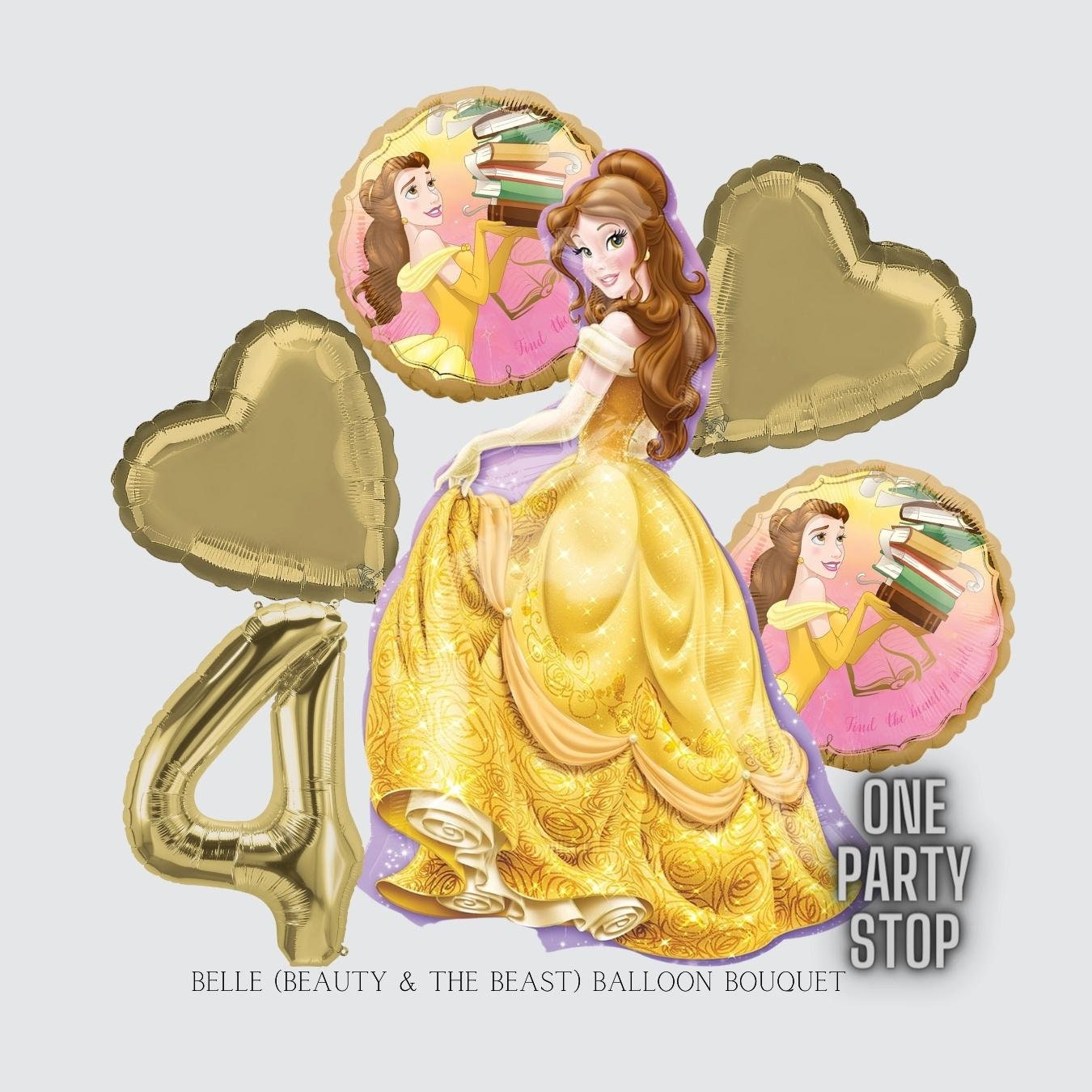 Belle, Beauty and the Beast Balloon Bouquet